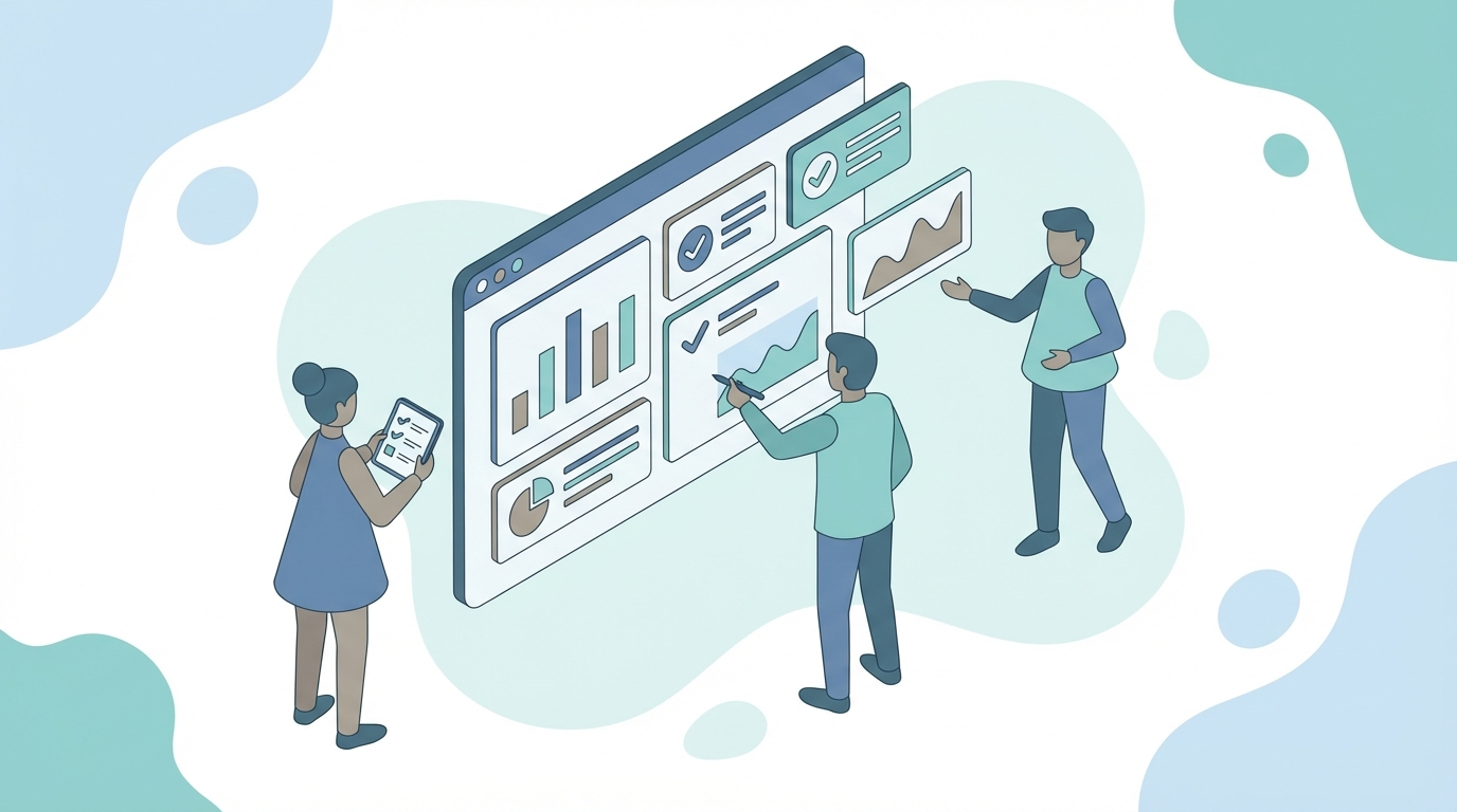 Agency team reviewing AI optimization audit results on screens