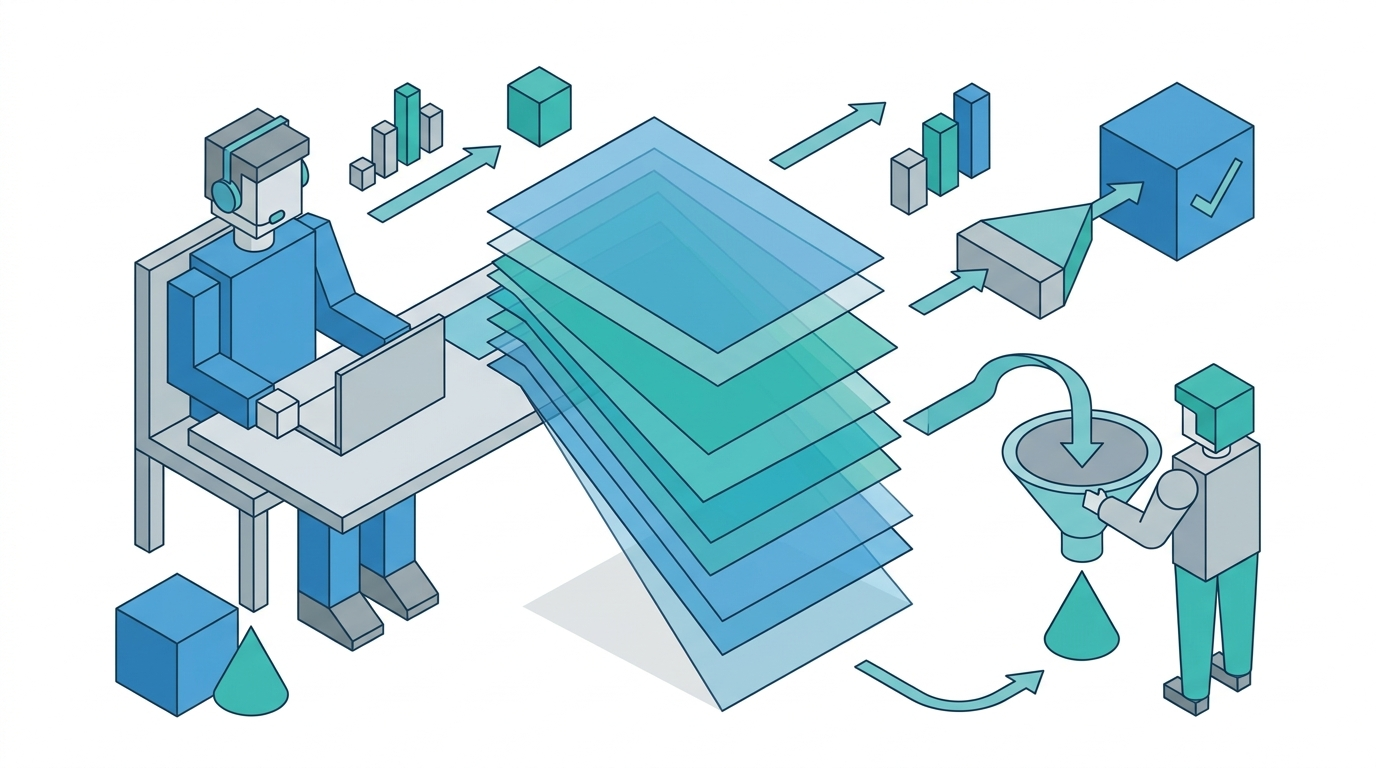 marketer reviewing layered report with citations and conversions