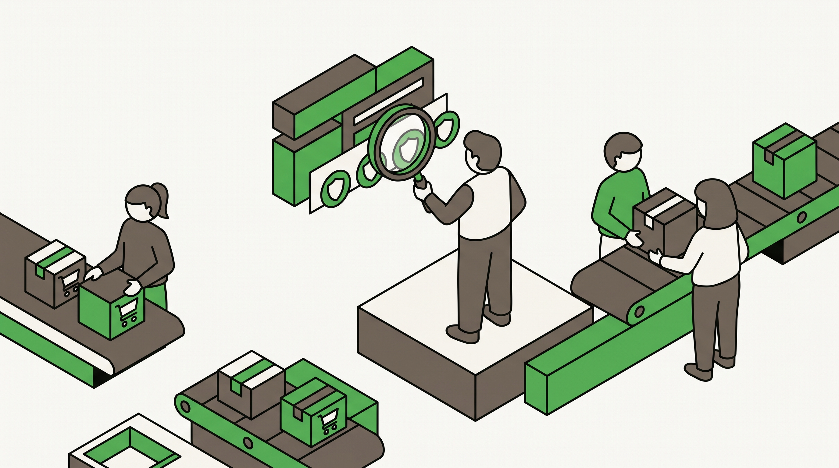 Marketer reviewing trust badges, reviews, pricing blocks, and comparison notes across product pages