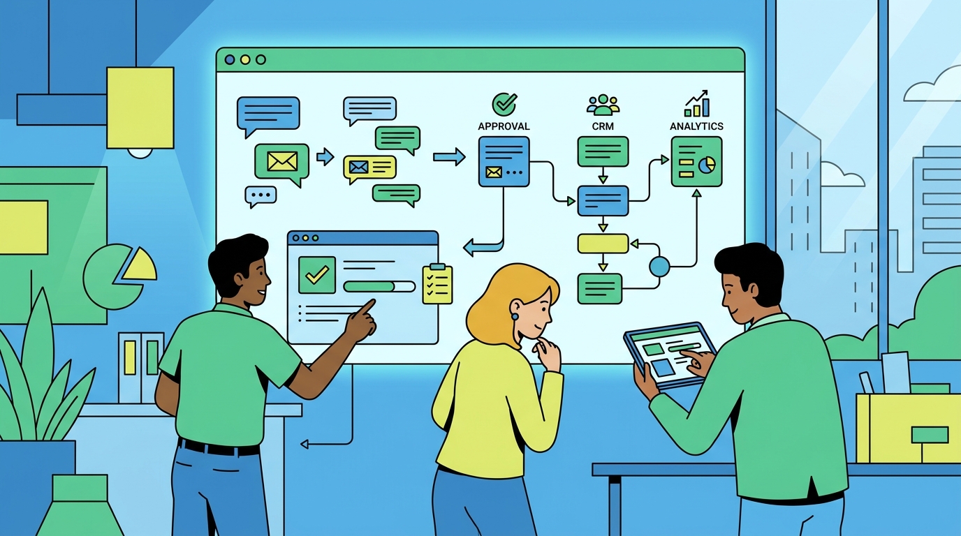 Marketing operations dashboard showing AI chat tools becoming structured workflow software
