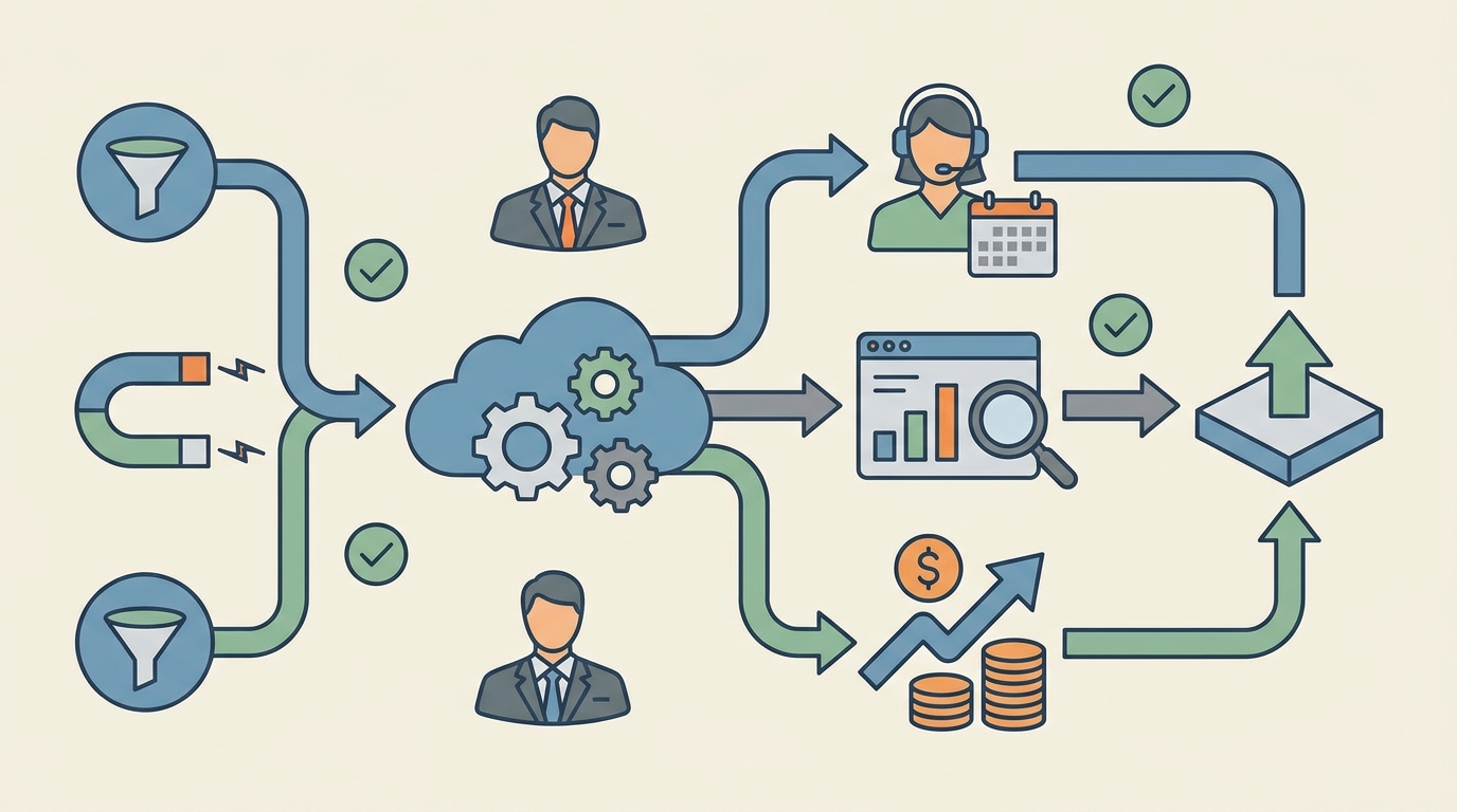 Connected lead routing, sales follow-up, reporting, and revenue metrics inside one AI workflow