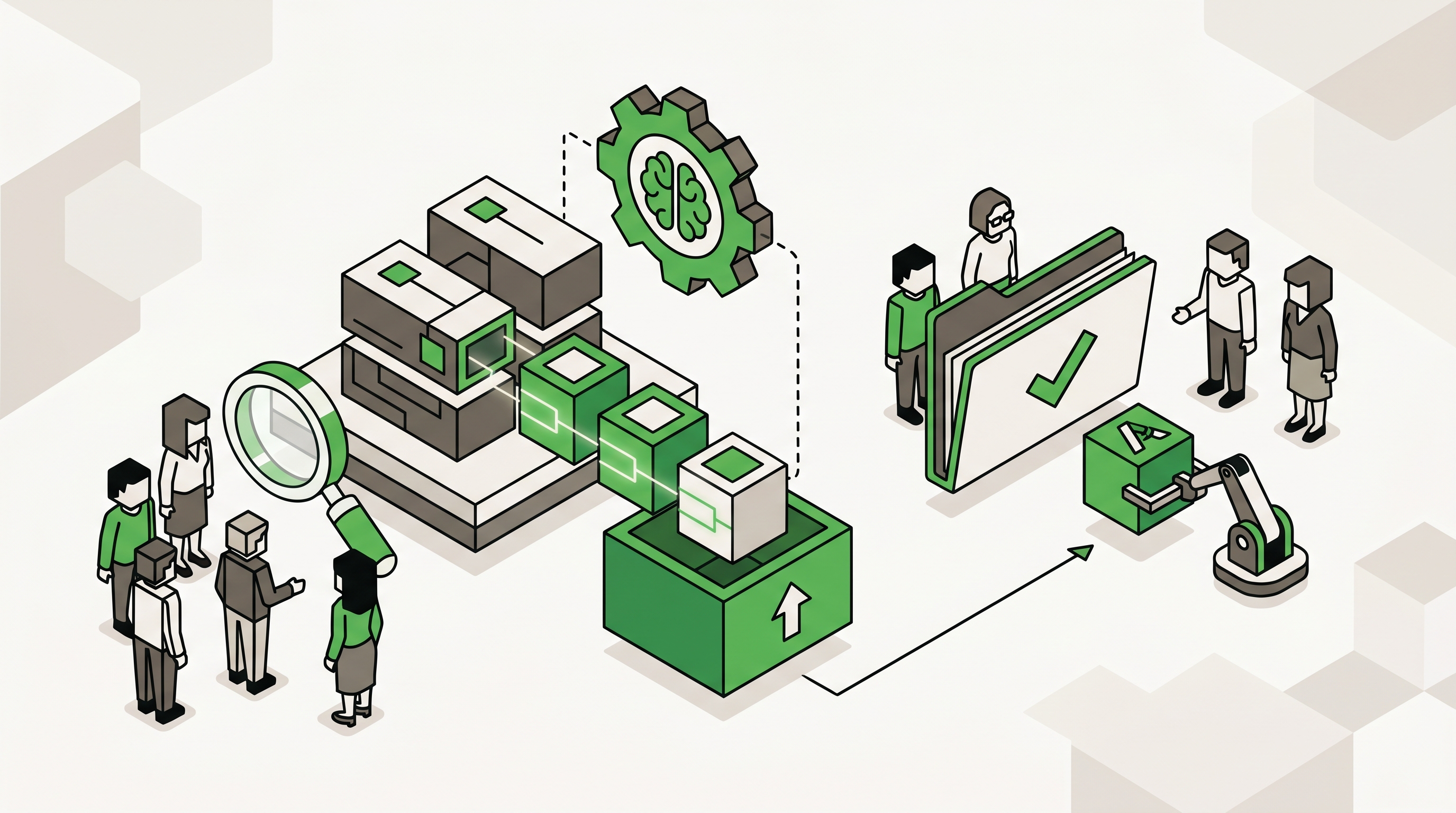 Marketer reviewing an AI-generated vendor shortlist beside trust signals