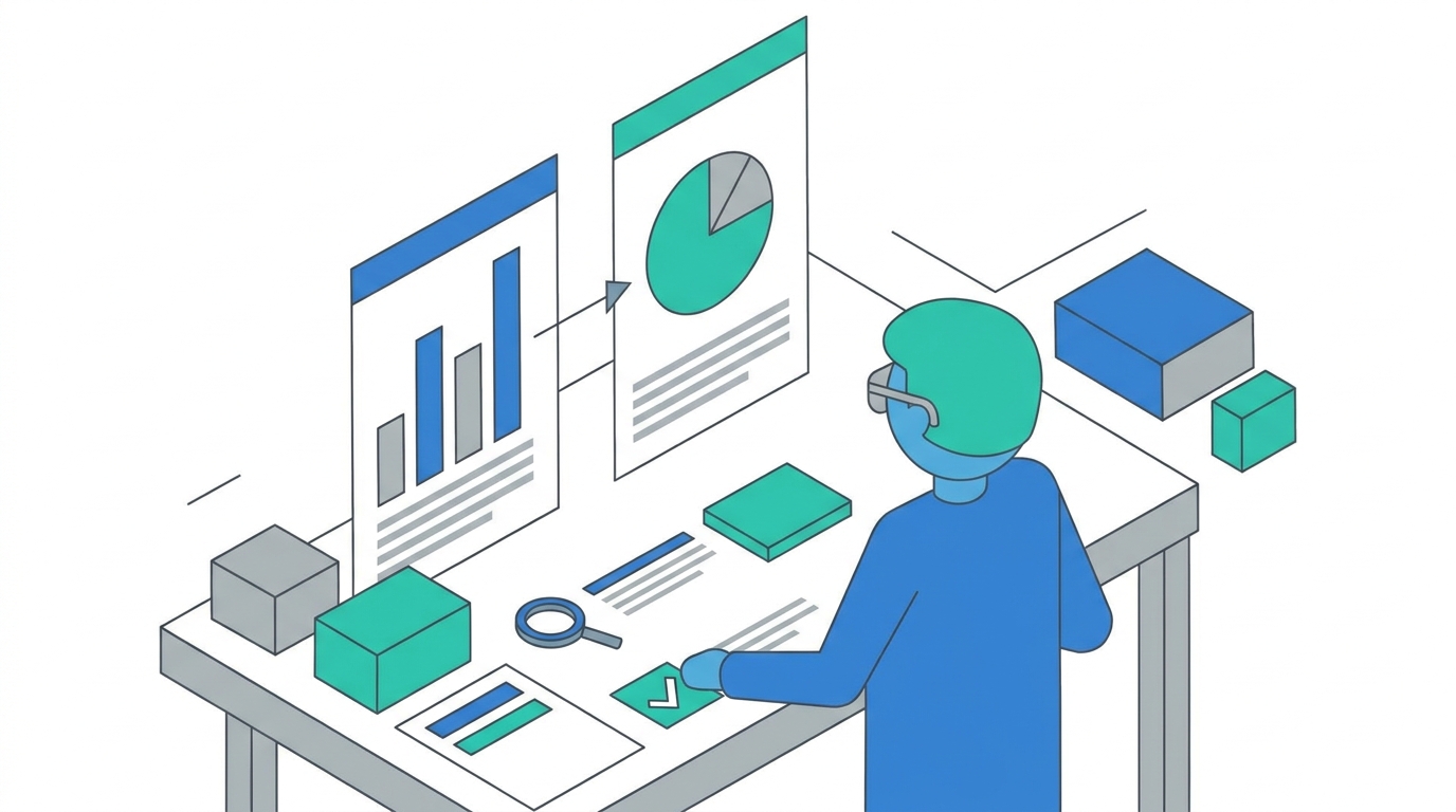 Marketer reviewing comparison pages and trust signals on a desktop screen