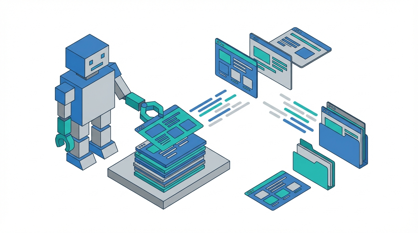robot selecting website cards