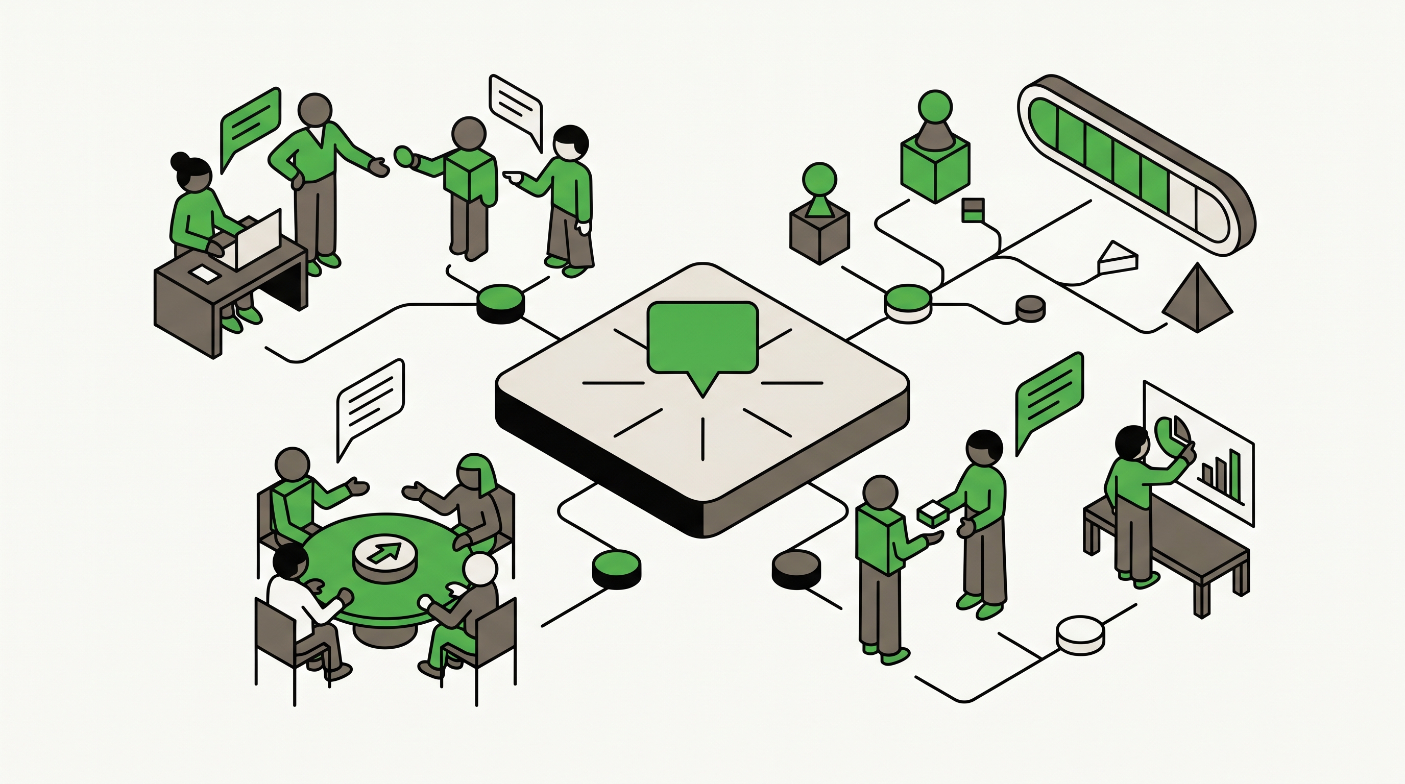 Business owner organizing public posts, reels, and page details into a clear answer-ready content system