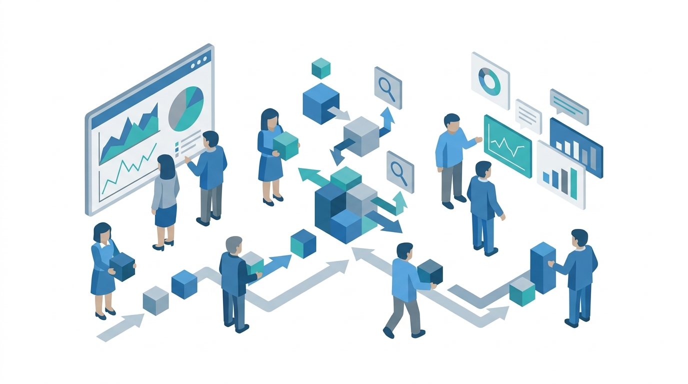 Content strategist mapping follow-up questions on layered screens