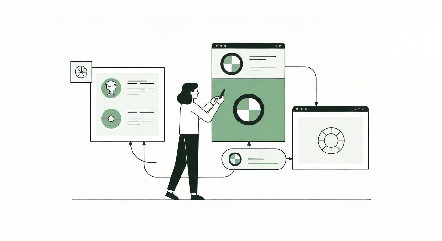 Marketer mapping trusted citations, case studies, reviews, and clear service pages into an AI results flow