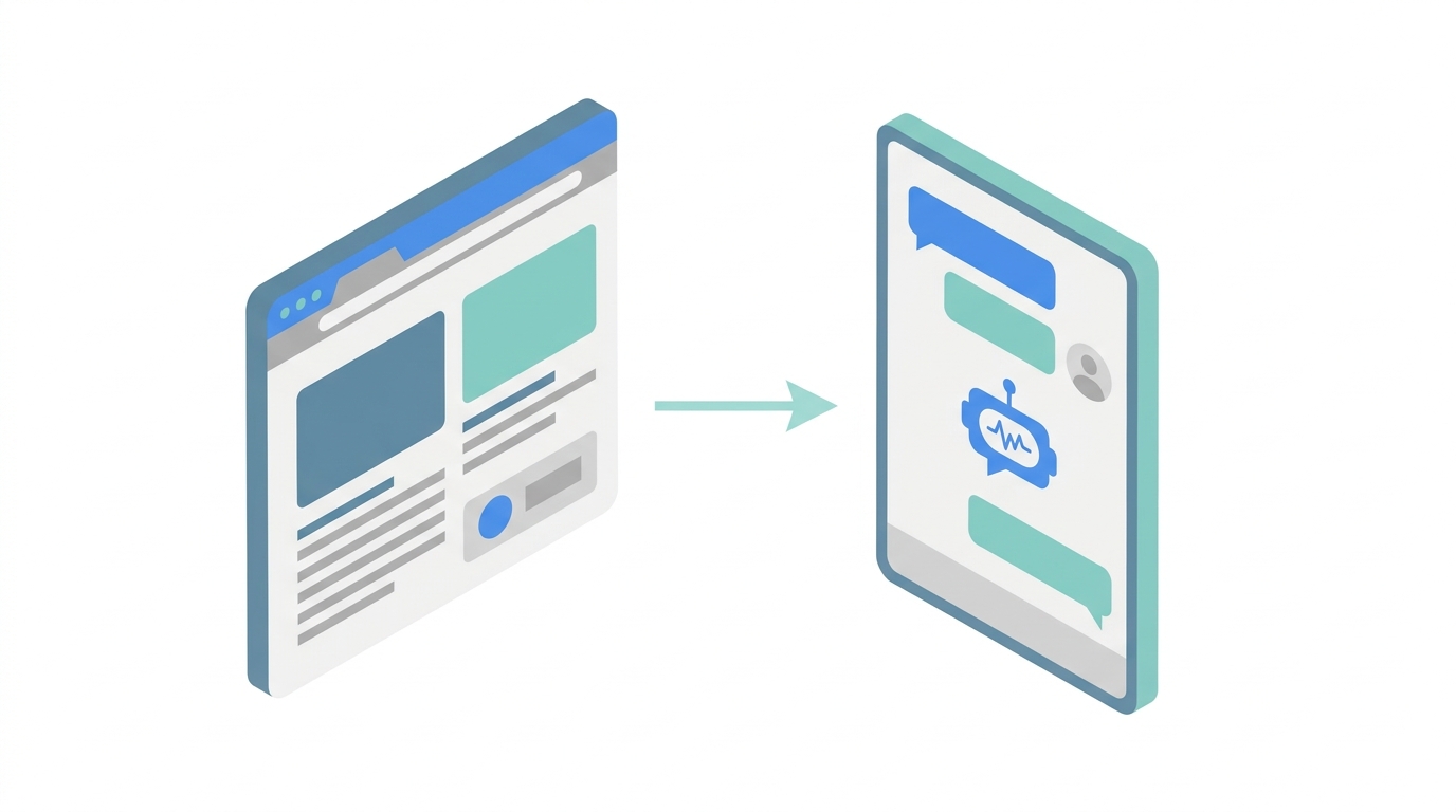 Website page displayed beside an AI search panel in a browser layout
