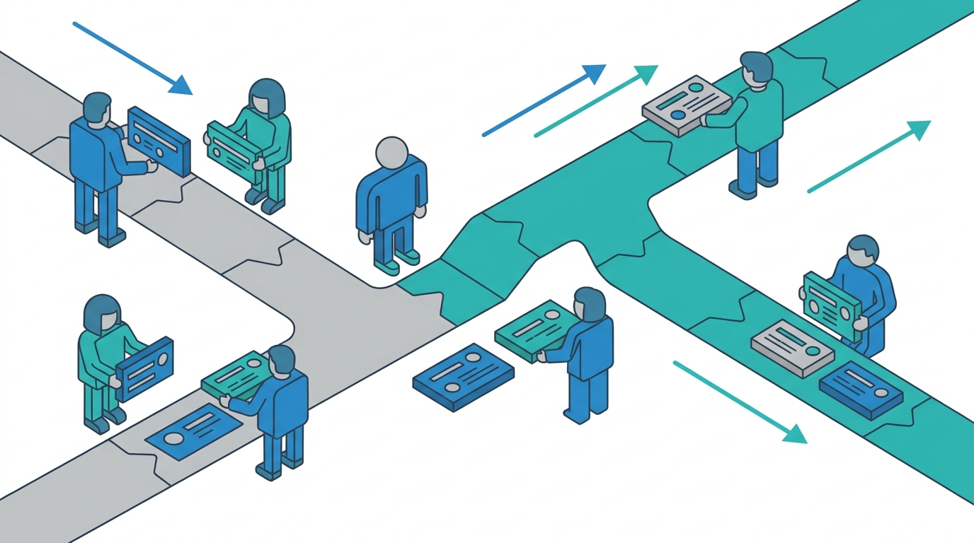 Team mapping an authority roadmap with connected citation cards