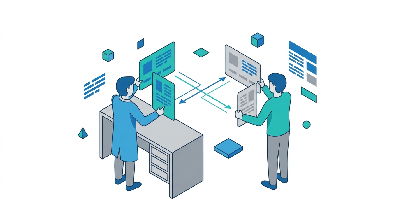 doctor comparing source cards