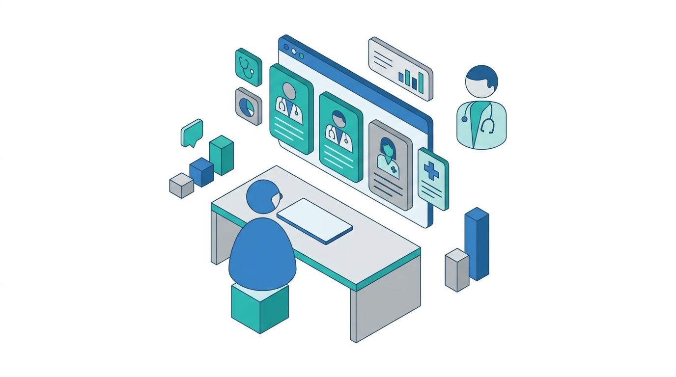 patient reviewing provider cards