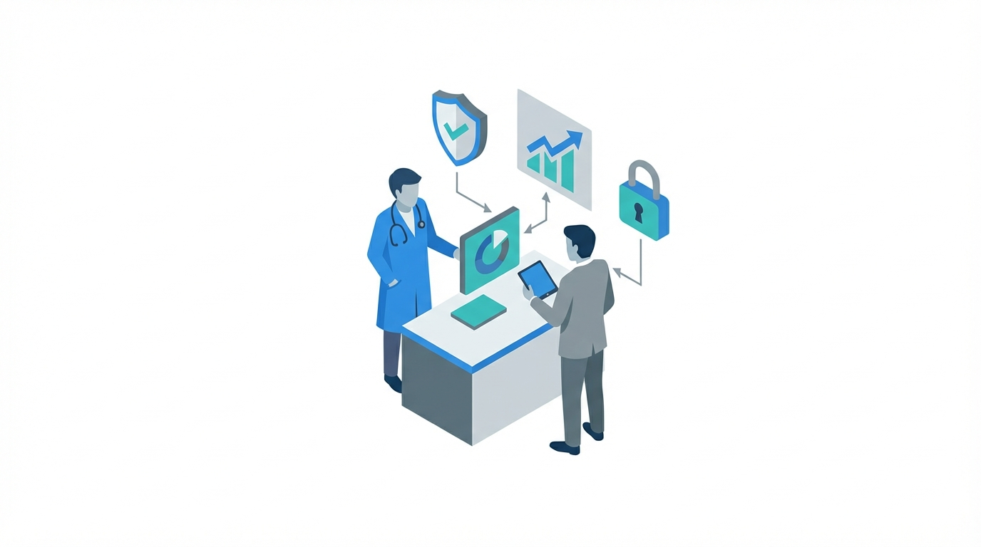 doctor and marketer reviewing trust signals