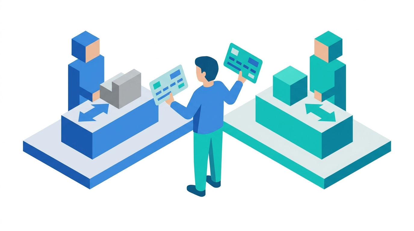B2B buyer reviewing AI-generated vendor shortlist on a large analytics-style interface