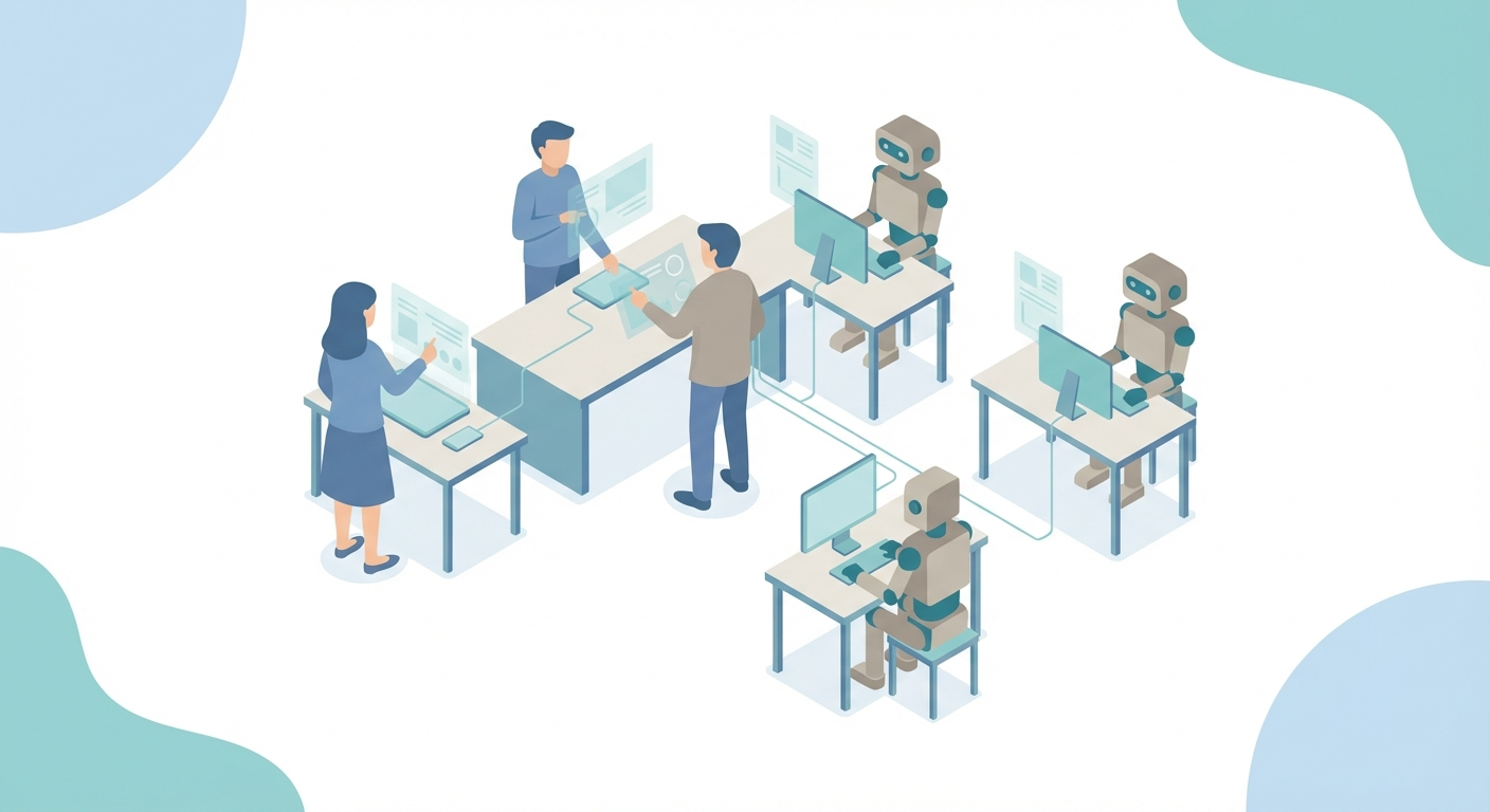 Small team coordinating with AI agents working in parallel on marketing tasks