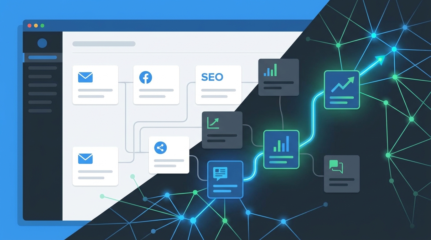 Marketing operations dashboard showing AI adoption spreading across disconnected tasks
