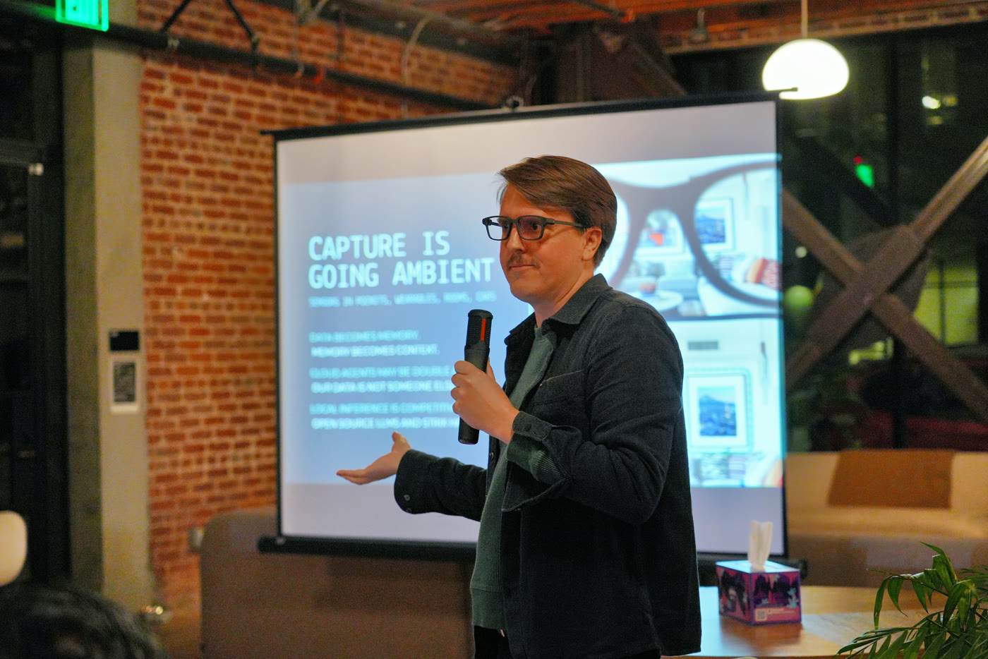 Liam Broza presenting Companion Intelligence at OpenClaw LA #6