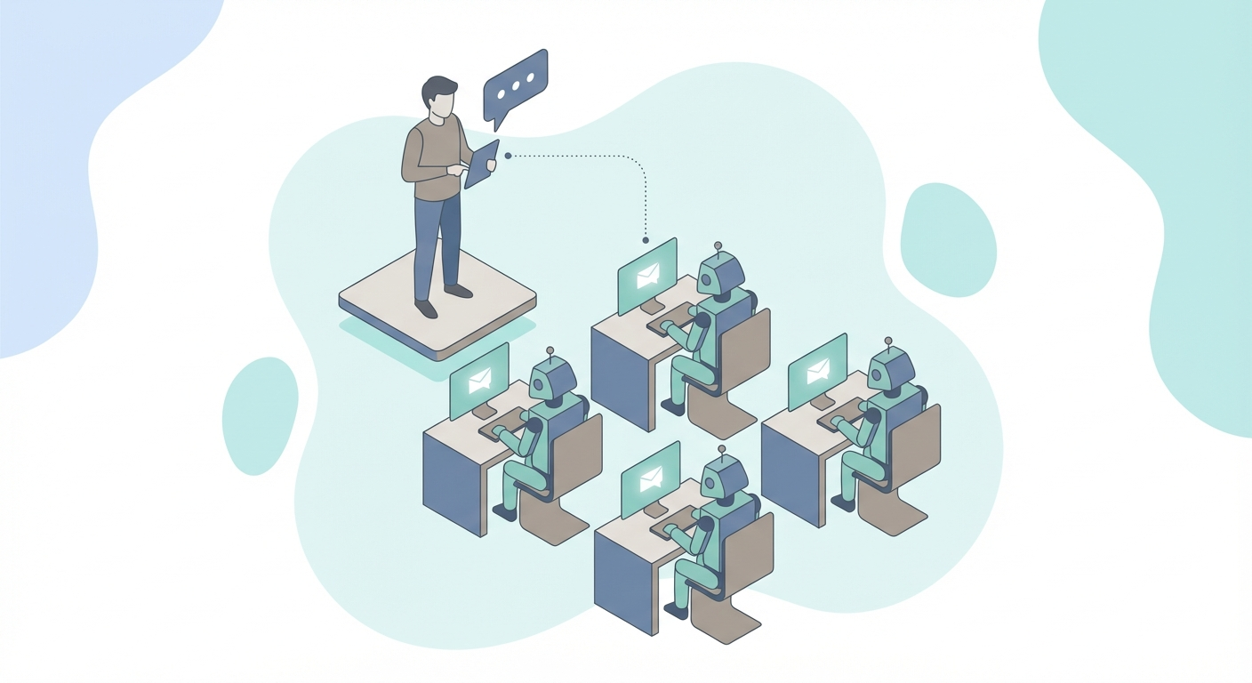 Marketing team sending a single message that triggers multiple AI agents working in parallel