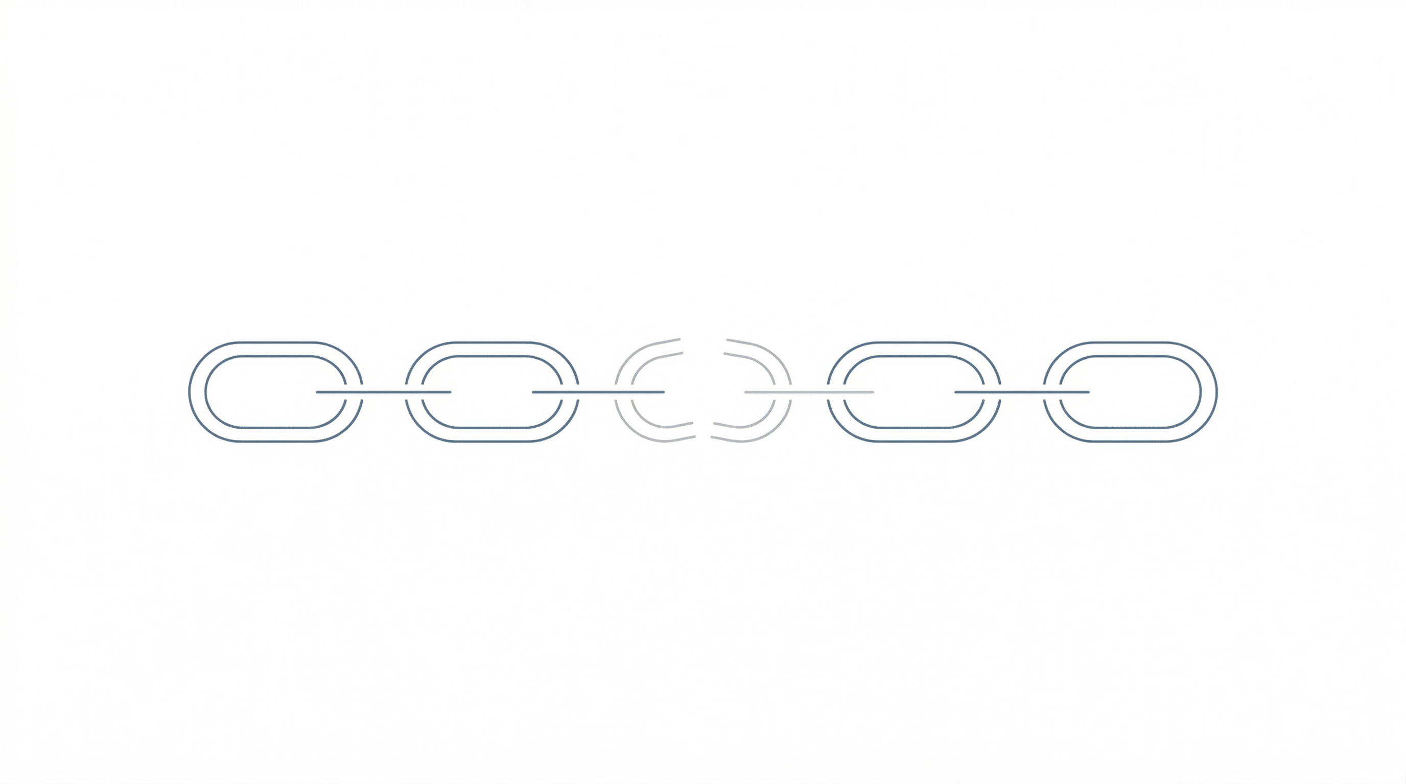 Broken link in a marketing process chain representing the risk of automating a flawed strategy