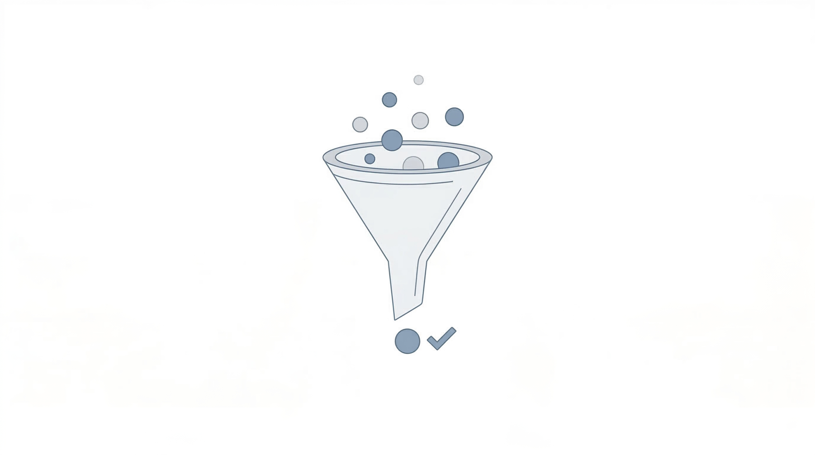 Funnel representing the process of narrowing down AI marketing platform choices to the right fit