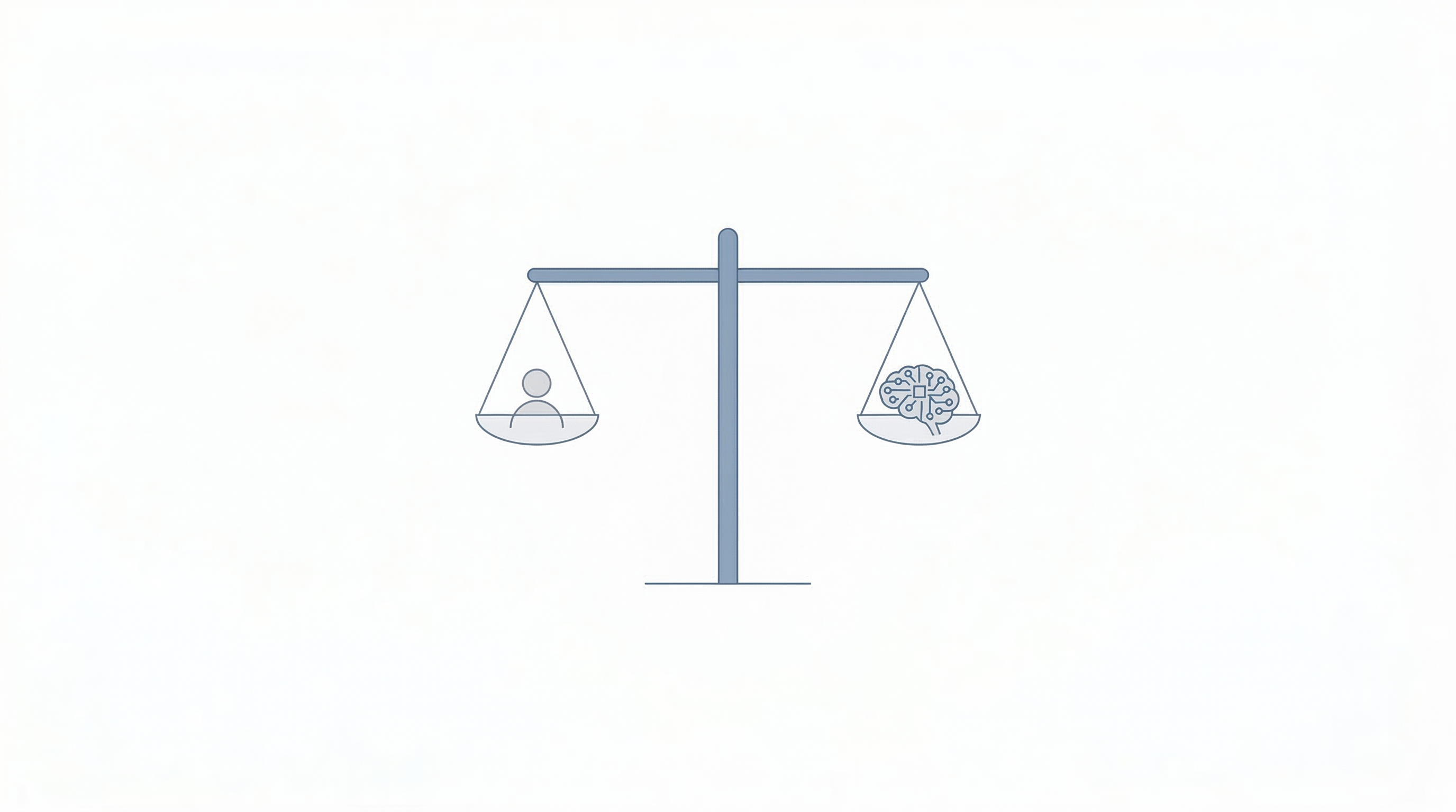 Balanced scale comparing human marketers and AI marketing agents as equal partners