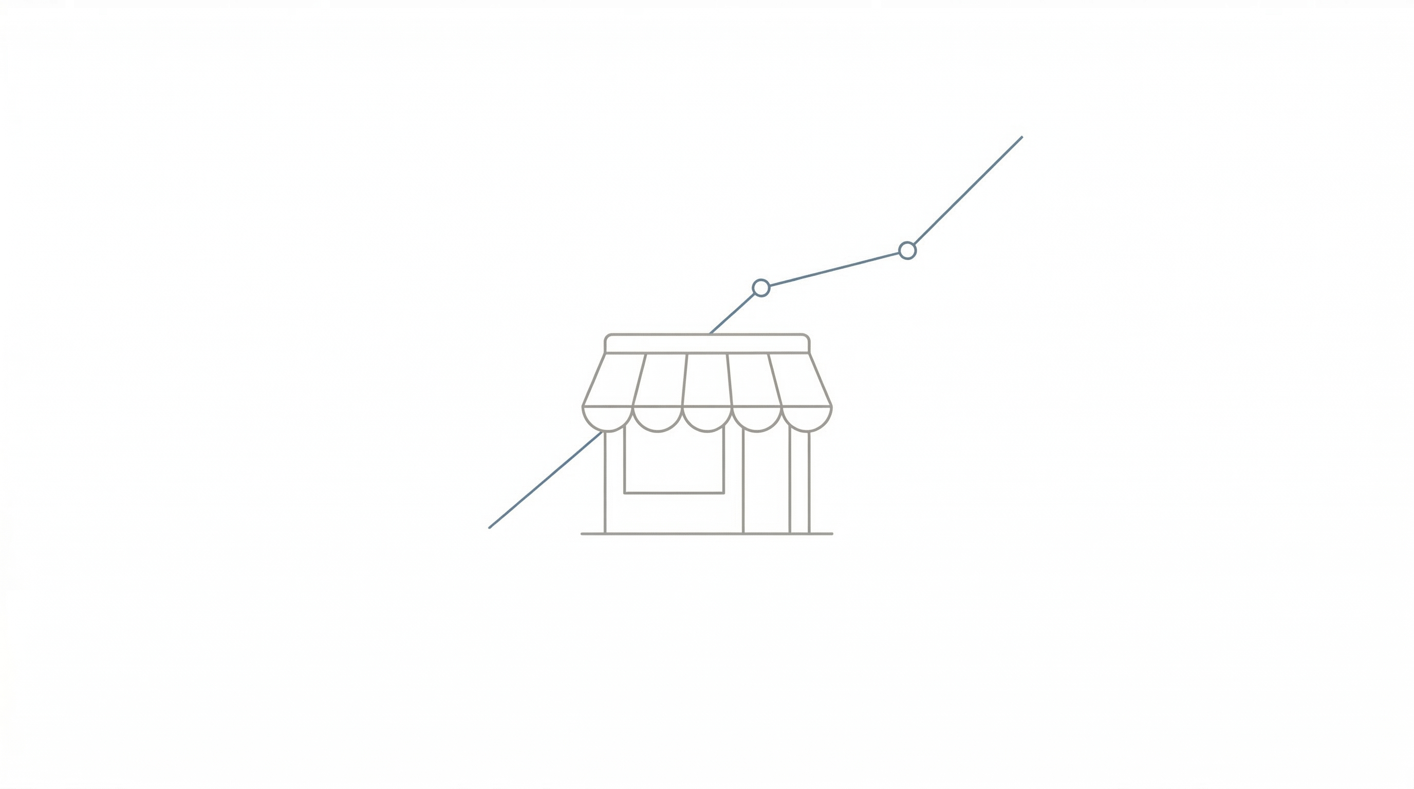 Local retail storefront with a growth trend line showing increasing leads over time