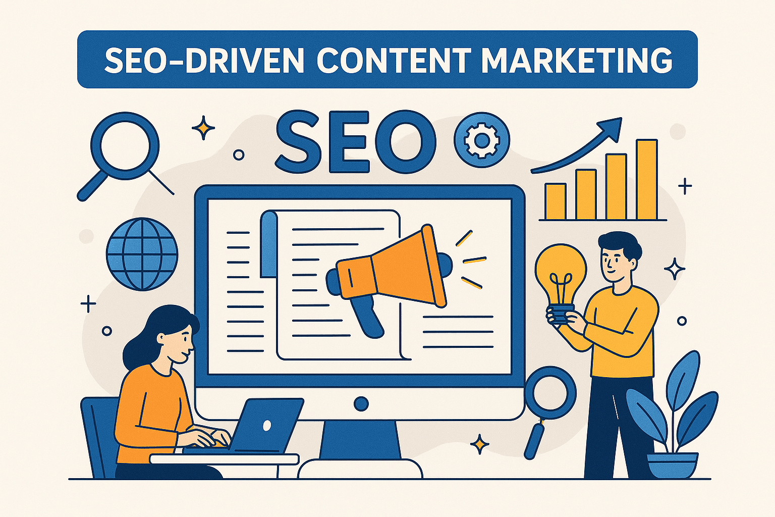 illustration conveying seo driven content
