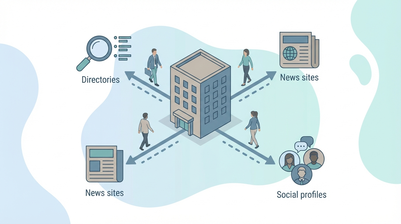 Network of citations and directory links building AI authority for a healthcare facility