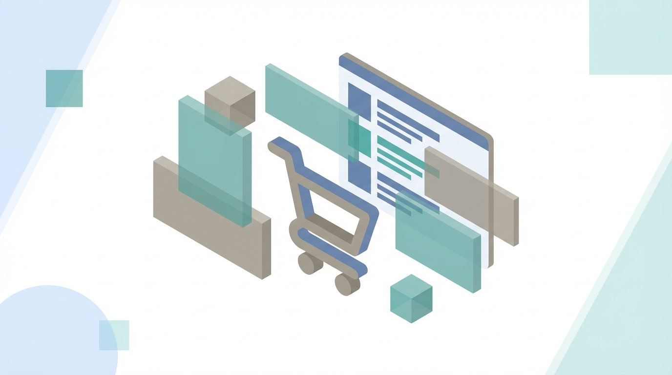 Shopping cart surrounded by AI answer boxes in search results