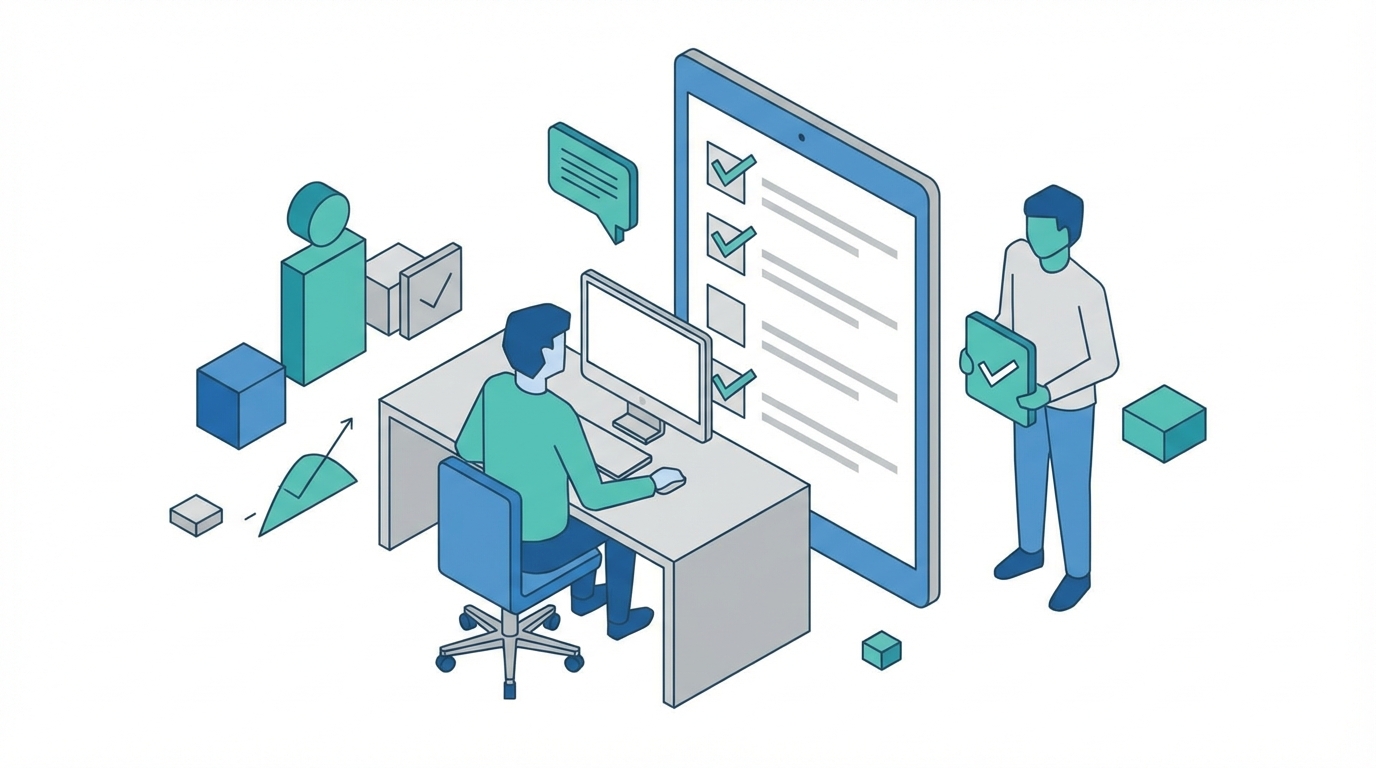 Marketer checking items on content audit checklist