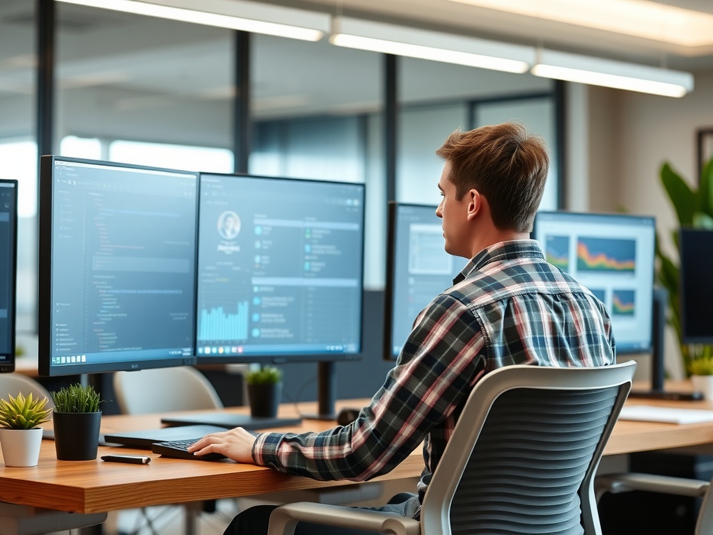 Marketer analyzing AI content dashboards