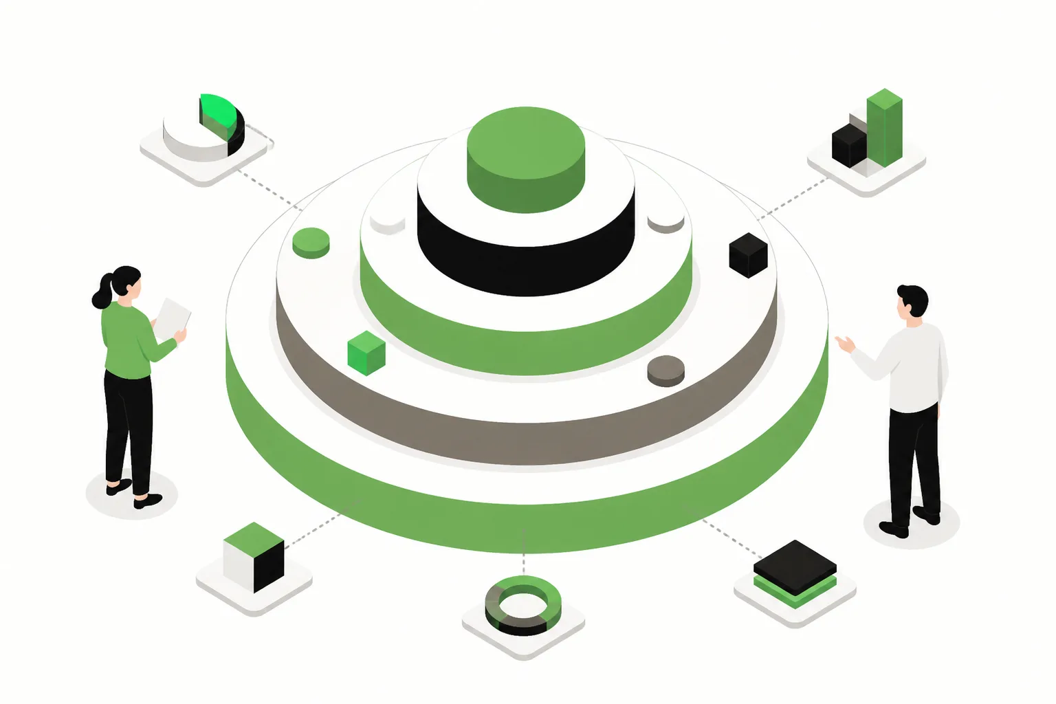 Layered growth rings symbolizing strategies for AI visibility.