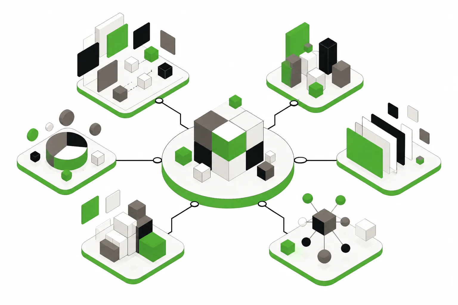 Geometric clusters representing interconnected topic coverage.