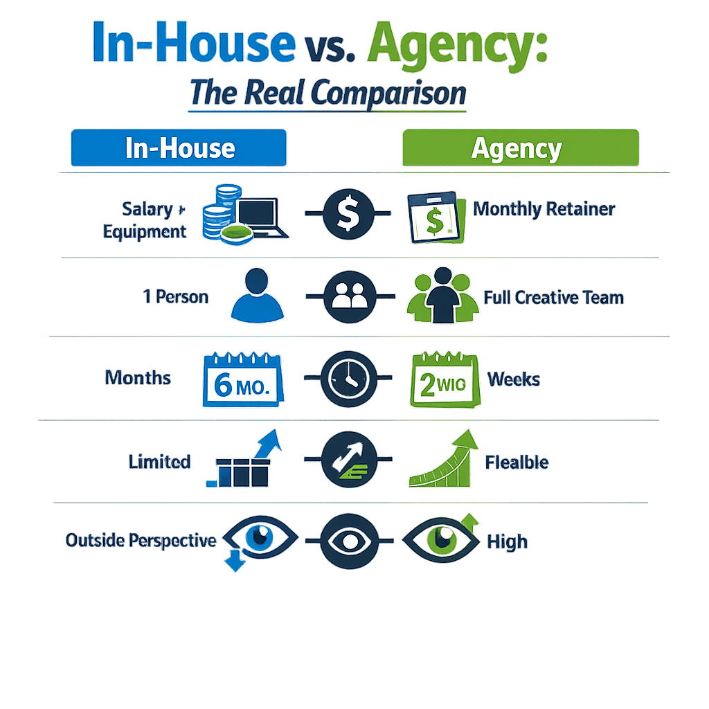 In-house vs agency comparison for short-form video production