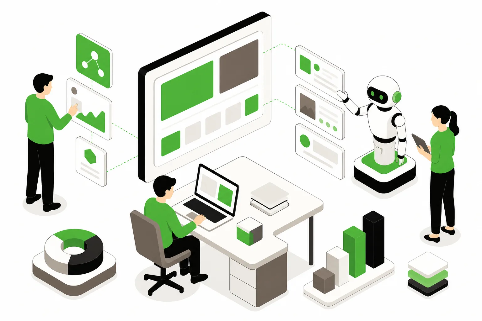 Organized workspace with geometric tools and devices.