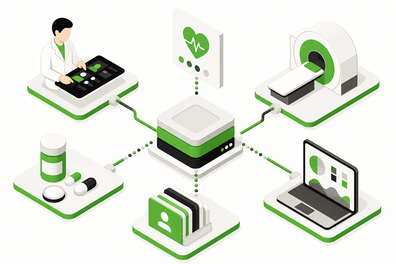 Closeup of a healthcare data flow diagram.
