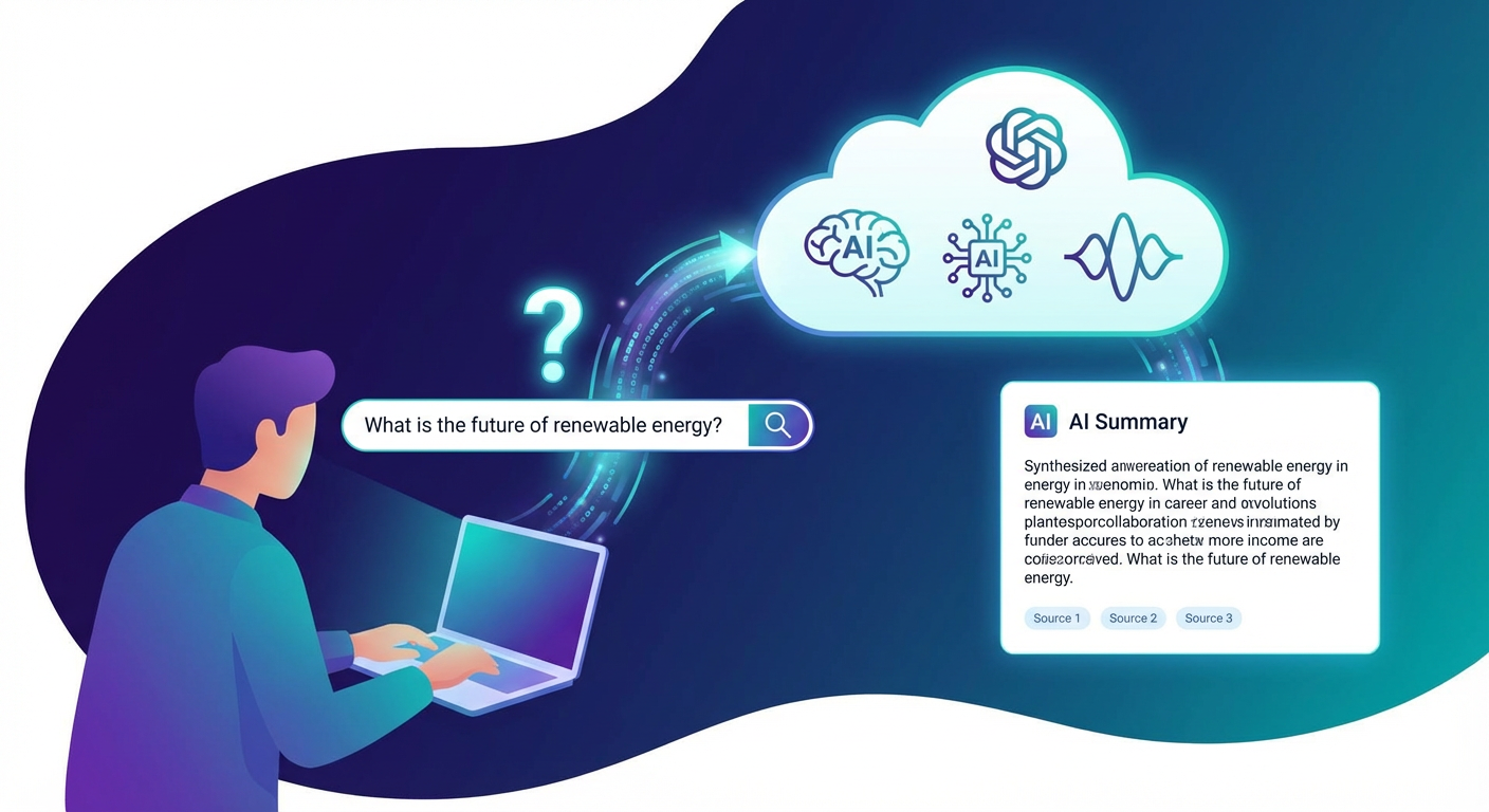 User journey from search query through AI engine to website visit